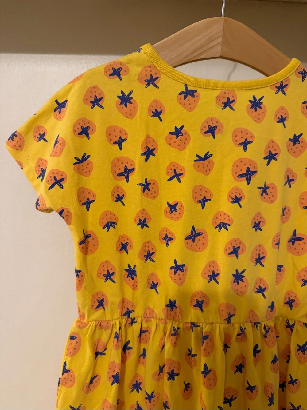 Tea Collection Girls Yellow Strawberry Print Tunic Dress Size 6
